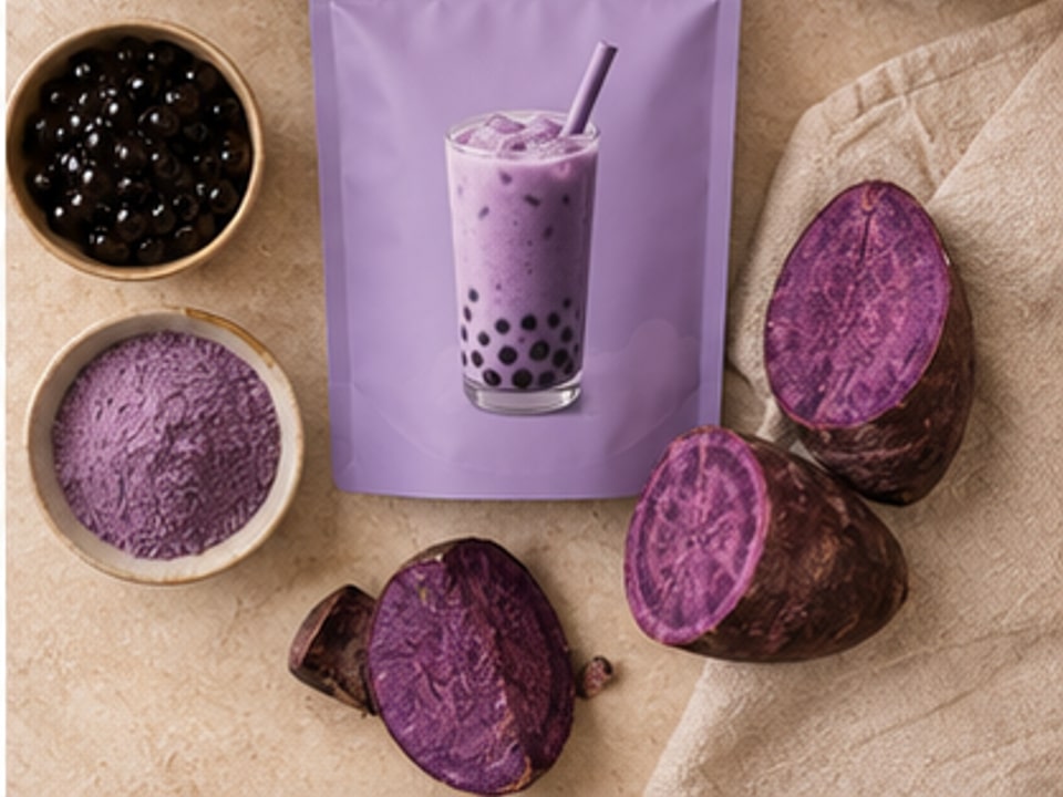 The pouch beside the finished drink